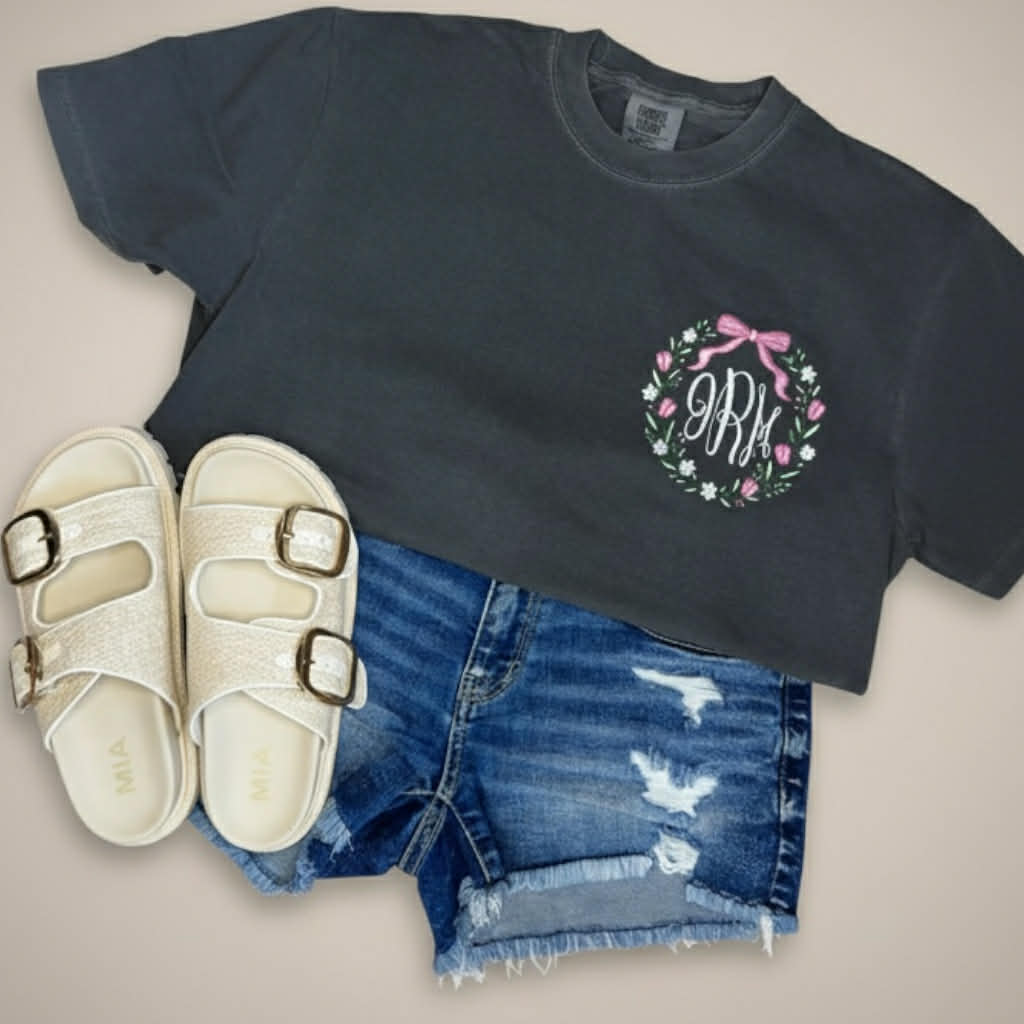 Floral Bow Monogram Tee