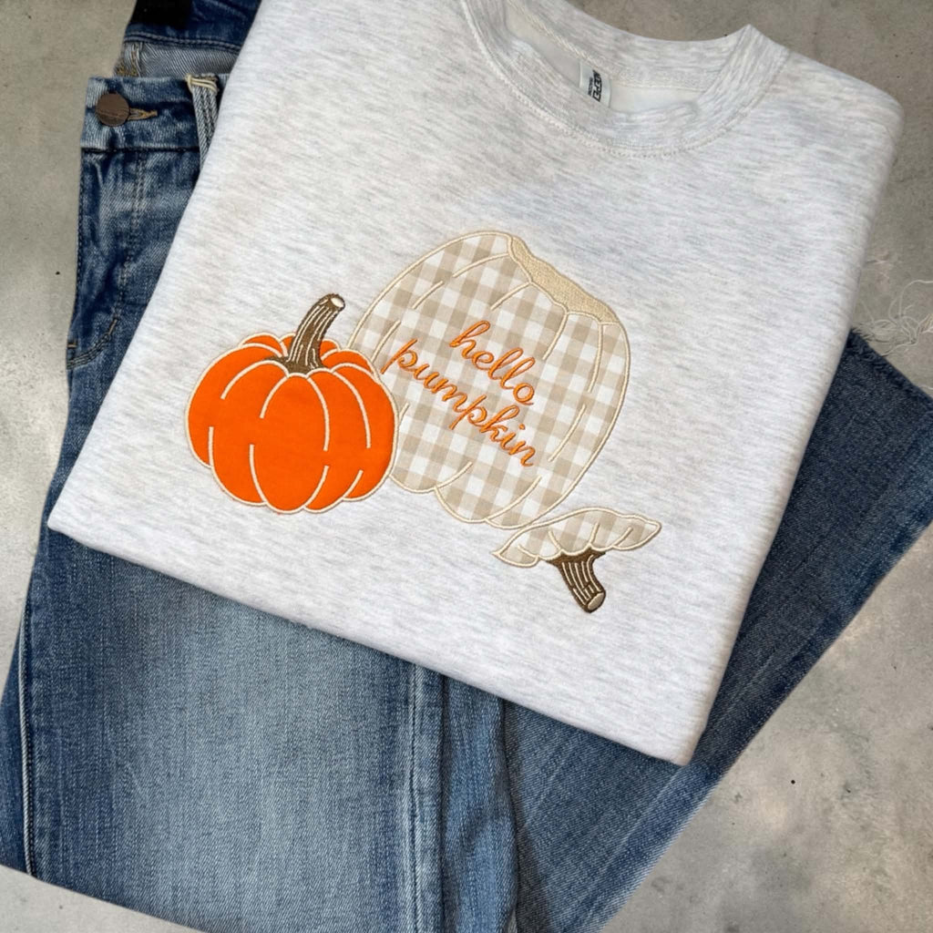 Hello Pumpkin Applique Crewneck