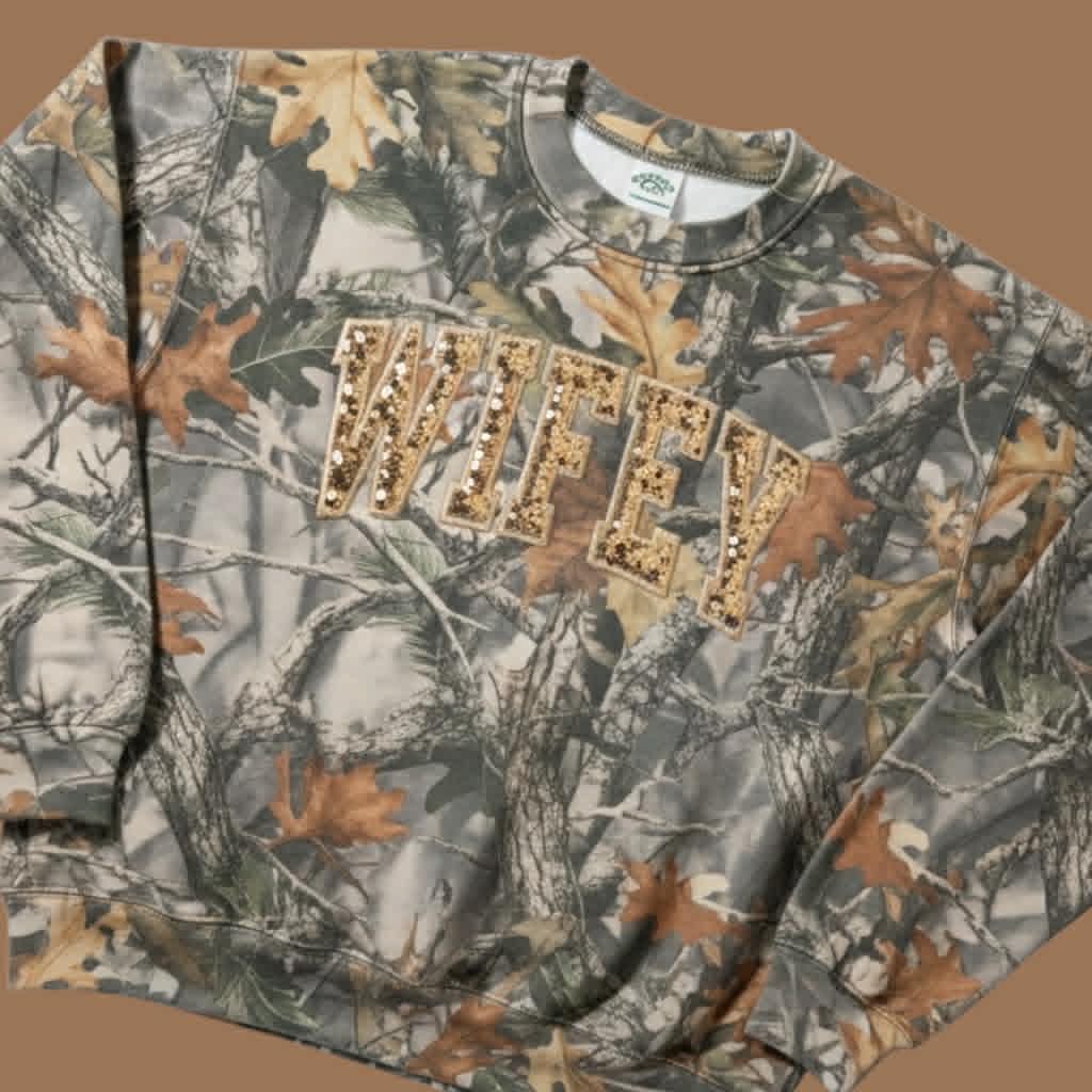WIFEY Camo Crewneck- Cotton Collective
