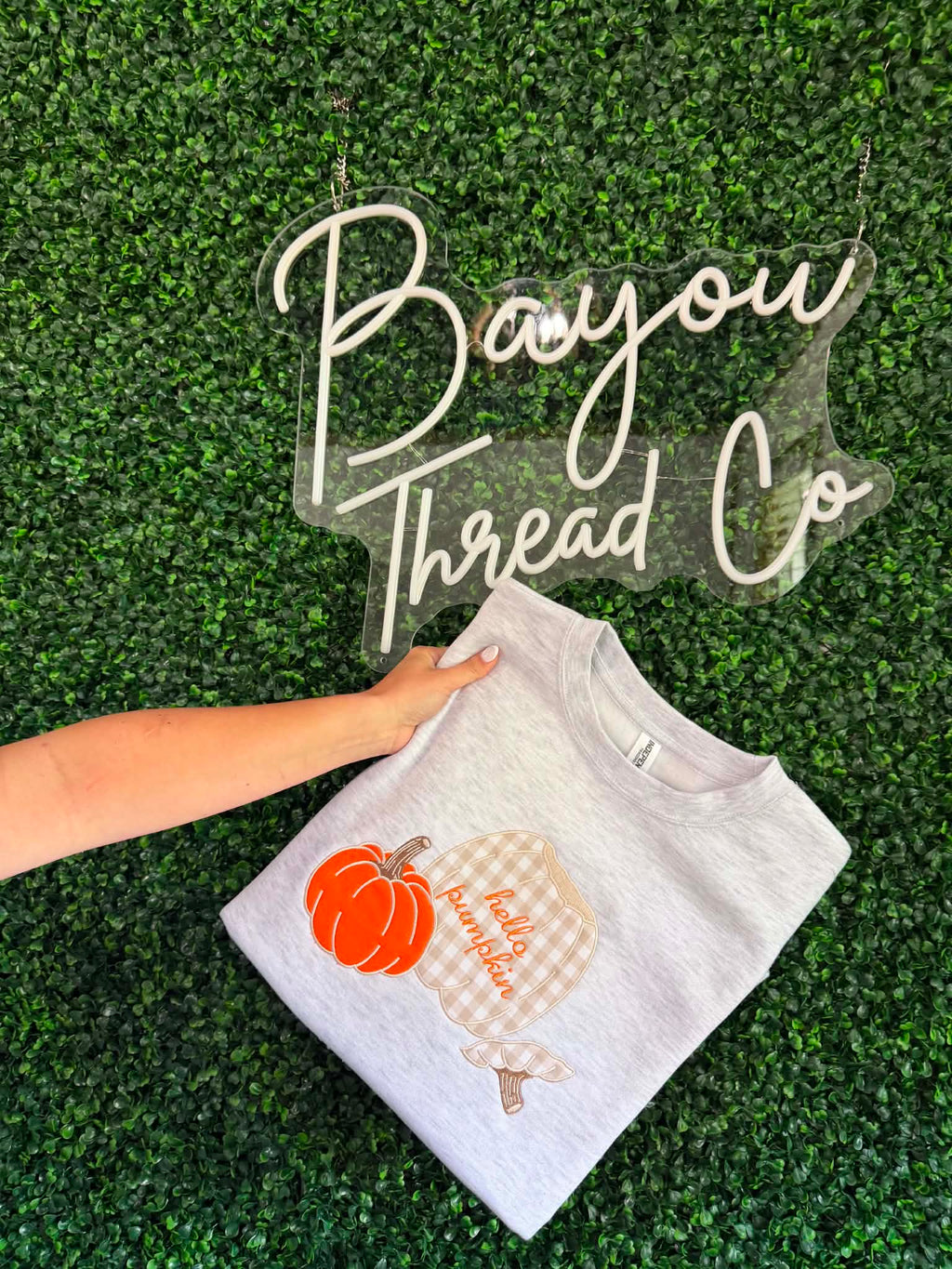 Hello Pumpkin Applique Crewneck