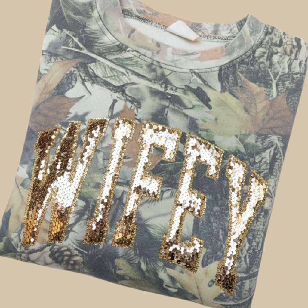 WIFEY Camo Crewneck- Cotton Collective